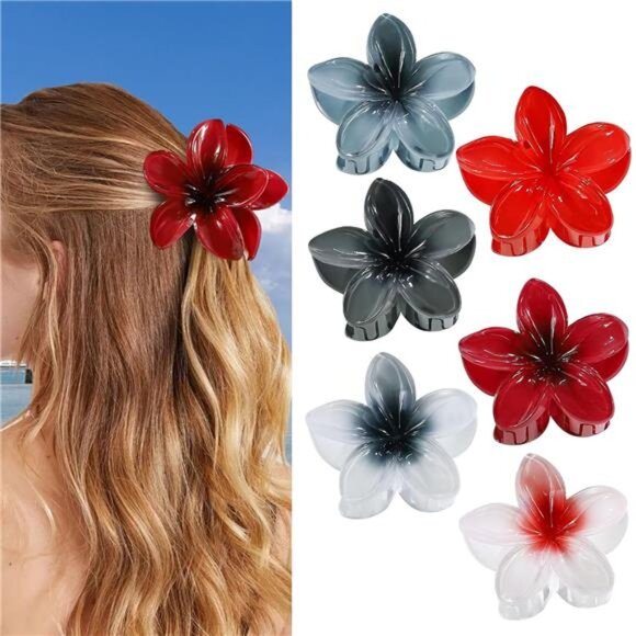Flower Hair Clips 6 PCS Large Claw Clips for Thick Thin Hair Summer Vacation Gir - Picture 4 of 7